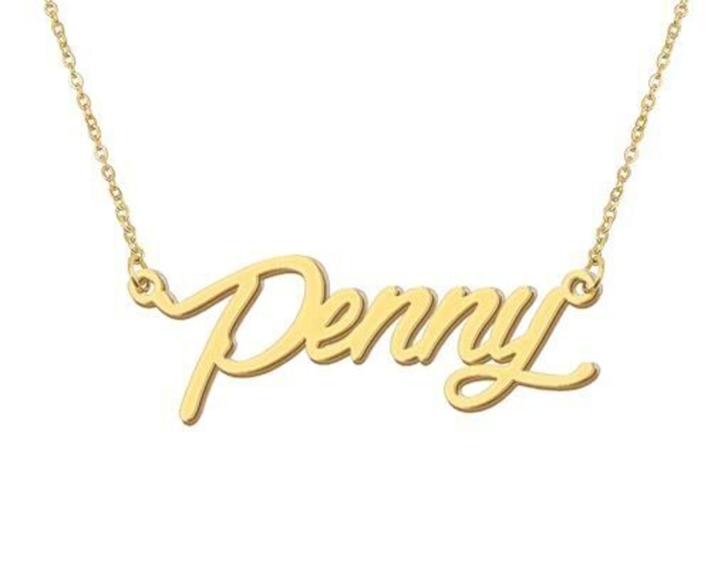 8265 Penny Pendant Name Necklace Stainless Steel 18k Gold Plated